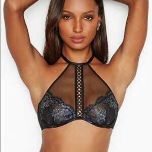VS Black Iridescent High Neck Bra